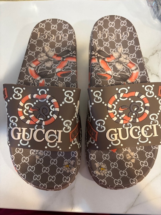 fashion Slides Other - Brown Logo Snake Print Slide Sandals men’s 7,8,11 Size Available